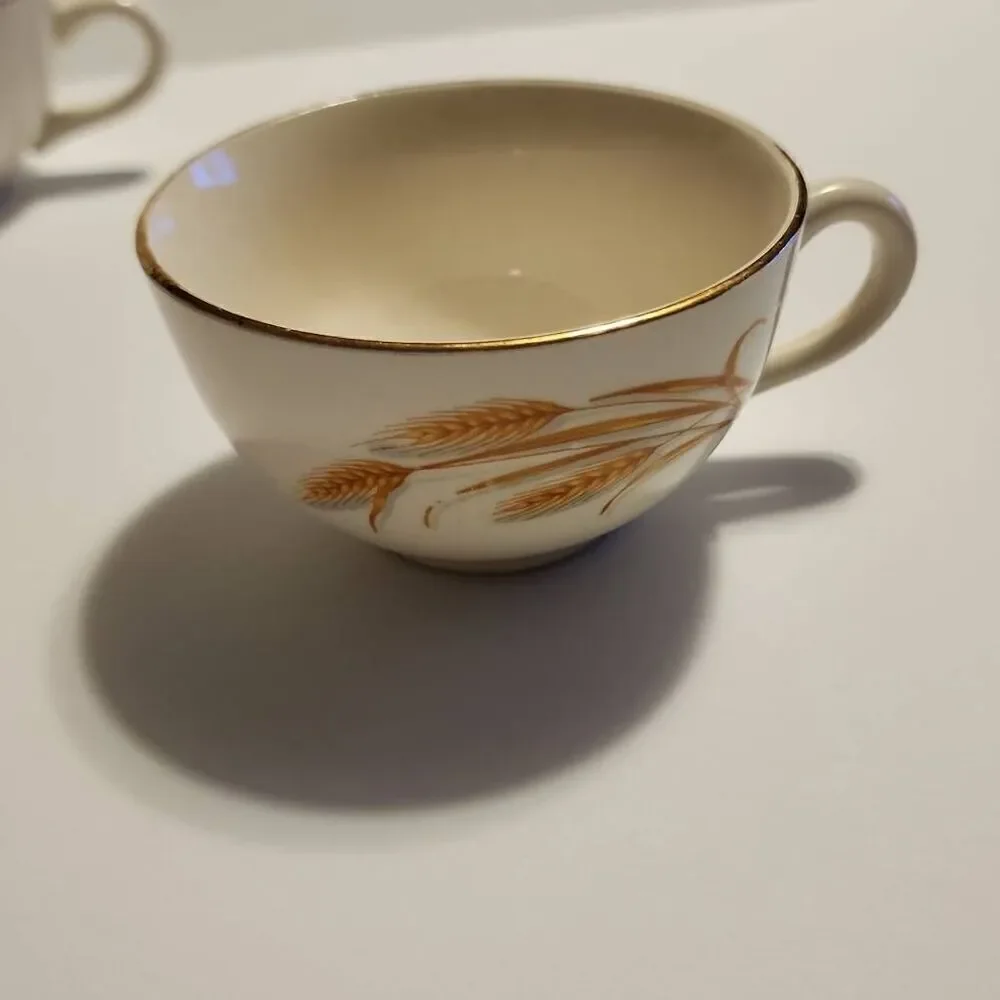Homer Laughlin Golden Wheat Vintage 22k Set of 4 Tea Cups